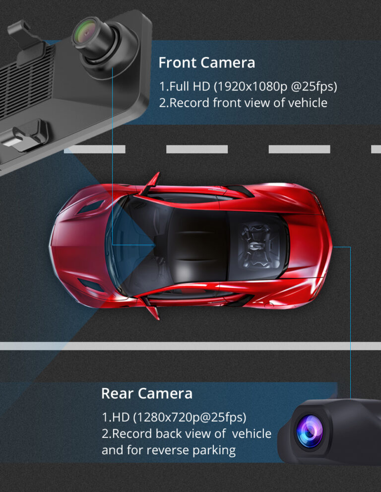 مانیتور  دو دوربین آینه ای خودرو سیمکارتخور 4G مدل P70